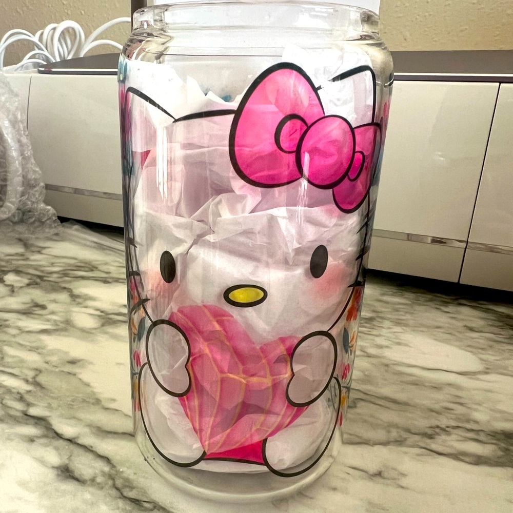 16oz Glass Cup with Lid